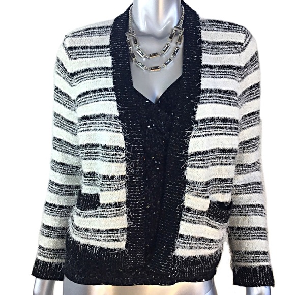 Calvin Klein Sweaters - Calvin Klein Striped Fuzzy Sweater Size XL